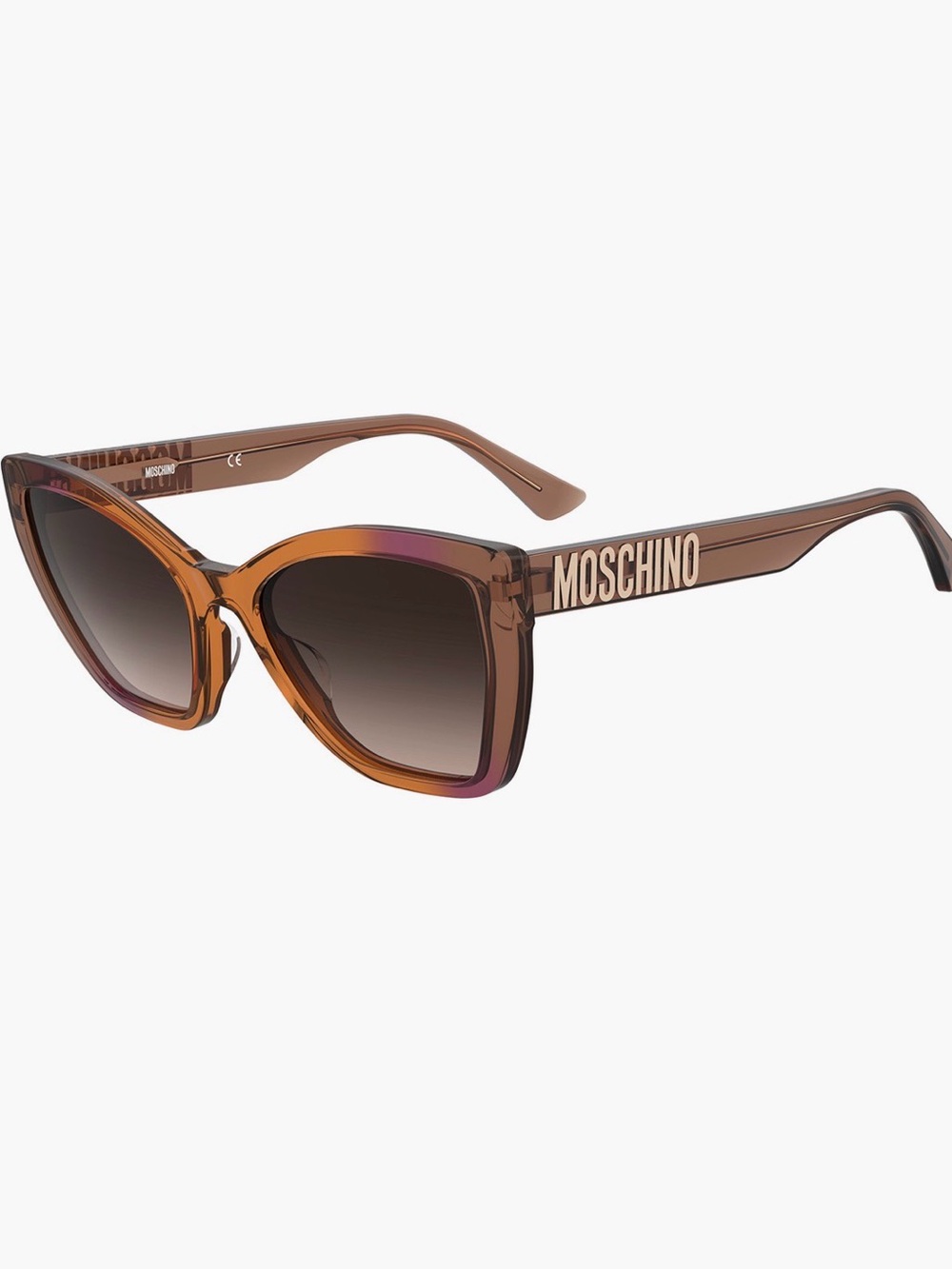 Moschino Brown Gradient Cat-Eye Sunglasses with Gold Logo
